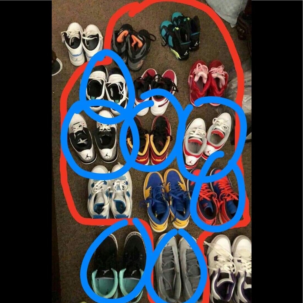 7 PAIR JORDAN RETRO LOT SIZE 7Y